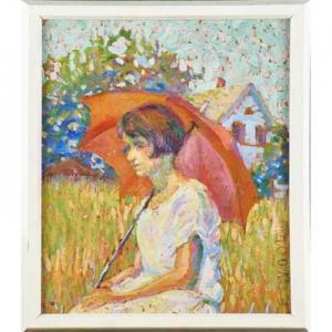 WOODS Edith 1885-1967,Untitled (woman with parasol),Rago Arts and Auction Center US 2019-02-23