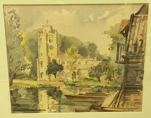 WOODS Elsie,Hemingford Grey, Boat House & Church,20th century,Rowley Fine Art Auctioneers 2017-11-21