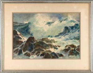 Woodside Joyce Marshall 1912-1998,Waves on a rocky coast,Eldred's US 2024-01-05