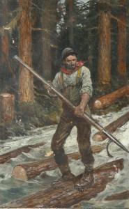 WOODVILLE Richard Caton II 1856-1927,lumberman at work Canada,Burstow and Hewett GB 2023-02-23