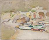 WOODWARD Mabel May 1877-1945,Boats on the Beach, Italy,Skinner US 2018-07-24