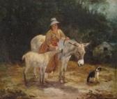 WOODWARD Thomas,A country girl with a donkey and foal and her dog,Woolley & Wallis 2017-03-15