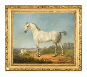 WOODWARD Thomas 1801-1852,A Dapple grey Welsh Cob and a terrier in an extens,Cheffins GB 2020-12-09