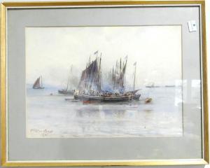 WOOLARD William 1883-1908,Sailing ships abreast at sea,1896,Chilcotts GB 2022-01-15
