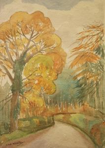 WOOLEY JUNE 1900-1900,A lane in autumn,Fieldings Auctioneers Limited GB 2016-07-30