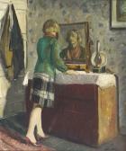 WOOLF Hal 1902-1962,"Cottage Bedroom", a Girl Standing beside a Mirror,Tennant's GB 2007-03-29