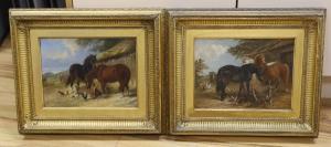 WOOLLETT Henry Charles 1826-1893,Farmyard scenes with horses and chickens,Gorringes GB 2023-09-11
