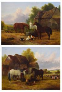 WOOLLETT Henry Charles 1826-1893,studies of horses in a farmyard,Clevedon Salerooms GB 2022-03-10