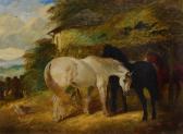 WOOLLEY H. C 1800-1800,Horses and ducks in a stable,Mallams GB 2014-06-05