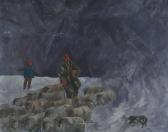 WOOLLEY Pat,shepherd and sheep by moonlight,1965,Burstow and Hewett GB 2012-03-28