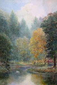 WOOLNOTH Alfred 1800-1800,A tree lined river landscape,1894,Mallams GB 2013-03-08