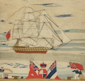 WOOLSEY Wood W 1899-1970,A three-masted naval vessel with figures to the fo,Duke & Son GB 2016-09-15