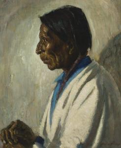 WOOLSEY Wood W 1899-1970,Portrait of an American Indian in profile,John Moran Auctioneers 2019-09-08