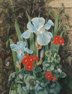 WOOLWARD Florence H 1854-1936,Blue orchids and butterflies,1877,Bonhams GB 2013-06-12