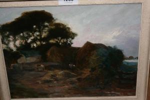 WOOLWAY GEORGE R 1879-1961,figure gathering hay by a barn,Lawrences of Bletchingley GB 2020-02-04