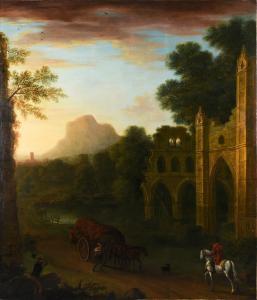 WOOTTON John 1686-1764,Figures before a ruined abbey in an Italianate lan,Dreweatts GB 2021-12-14