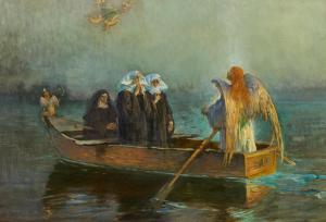 WOPFNER Josef 1843-1927,Angel Apparition during the Crossing to Frauenchiemsee,Van Ham DE 2023-05-15