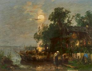 WOPFNER Josef 1843-1927,Twilight in the Full Moonlight at Lake Chiemsee,Van Ham DE 2023-05-15