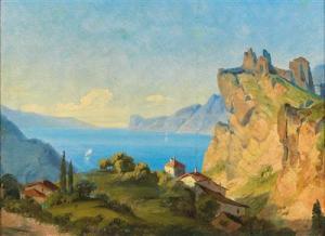 WORNDLE VON ADELSFRIED Edmund 1827-1906,View of Nago on Lake Garda,1876,Palais Dorotheum 2018-12-10