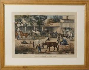 WORTH Thomas B,Stopping Place on the Road, The Horse Shed,1868,California Auctioneers 2020-10-11