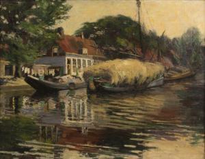 WORTHINGTON BALL ALICE 1869-1929,Docked boats along a river,1998,John Moran Auctioneers 2017-10-24