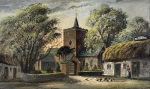 WORTHINGTON OF ABERYSTWYTH Alfred 1834-1927,view of Llanbadarn Church, Aberystwyt,Rogers Jones & Co 2022-11-19