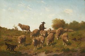 WOUTERMAERTENS Edouard 1819-1897,Berger et son troupeau de moutons,Horta BE 2019-01-28