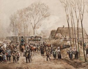 WOUTERS Augustinus Jacob B 1829-1904,Arrival of the train,1899,Glerum NL 2011-03-07