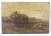 WOUTERS Augustinus Jacob B 1829-1904,landscape with shepherd, sheepdog, and flock,Winter Associates 2008-10-13