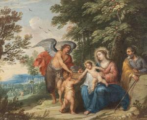 WOUTERS Frans 1612-1659,HOLY FAMILY WITH ANGEL AND INFANT SAINT JOHN TH,Hargesheimer Kunstauktionen 2022-09-07