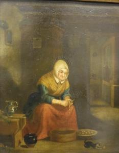 WOUWERMAN H,Old lady seated peeling potatoes in an in,19th Century,Moore Allen & Innocent 2017-12-15