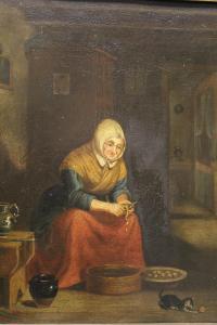 WOUWERMAN H,Old lady seated peeling potatoes in an in,19th Century,Moore Allen & Innocent 2017-11-24