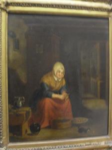 WOUWERMAN H,Old lady seated peeling potatoes in an interior, a,Moore Allen & Innocent GB 2018-01-12