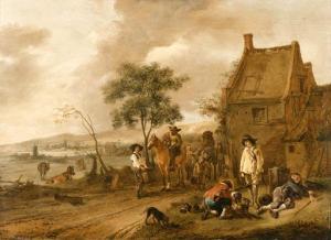 Wouwerman Peter 1623-1682,Travellers resting outside an Inn,Christie's GB 1999-01-29