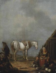 WOUWERMAN Philips 1619-1668,A grey horse and peasants outside a barn,Christie's GB 2012-10-24