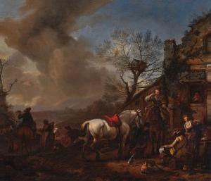WOUWERMAN Philips 1619-1668,Falconers Halted at an Inn,Sotheby's GB 2024-02-01