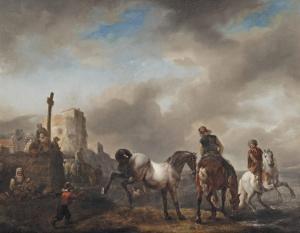 WOUWERMAN Philips 1619-1668,Horsemen and peasants in a coasted landscape,Christie's GB 2013-11-20