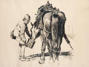 WRÓBLEWSKI Leon 1900,Żołnierz pojący konia,Desa Unicum PL 2012-02-16