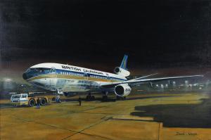 WRIGHT David 1912-1971,Night Departure (British Caledonian Airlines Mc Do,Tooveys Auction 2023-05-17