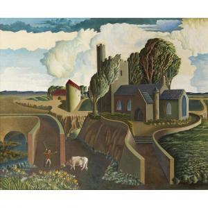 WRIGHT George H. B 1936-1940,A HILLTOP CHURCH,1938,Lyon & Turnbull GB 2016-12-08