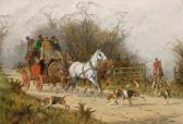 WRIGHT George 1860-1942,Hunting Group Passing a Coach and Four,William Doyle US 2019-02-13