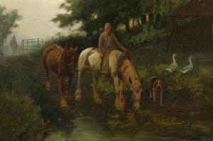 WRIGHT George 1860-1942,Taking the horses to water,Bonhams GB 2024-03-14