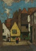 WRIGHT James 1885-1947,Street scene with figures,Duggleby Stephenson (of York) UK 2020-12-11