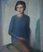 WRIGHT NORMAN G 1900-1900,PORTRAIT OF YOUNG WOMAN IN BLUE,Sloans & Kenyon US 2012-06-23