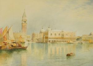 WRIGHT Richard Henry 1857-1930,Gondolas before St Mark's Square Venice,1894,Eastbourne GB 2023-04-13