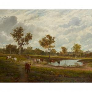 WRIGHT Thomas 1792-1849,A PASTORAL SCENE WITH CATTLE WATERING BY A LAKE,Lyon & Turnbull 2023-09-06