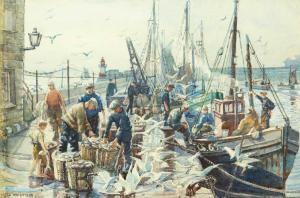 WRIGHTSON Isabel 1890-1950,Landing the Catch, Newlyn,1945,David Lay GB 2024-09-05