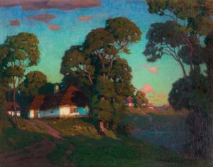 WROBLEWSKY Konstantin Haritonov 1868-1939,THE EDGE OF THE VILLAGE AT SUNSET,Agra-Art PL 2024-03-17