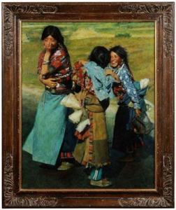 WU JIAN 1942,Tibetan GirlsLaughing,Brunk Auctions US 2011-01-08