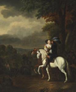 WUCHTERS Abraham 1610-1682,An elegant couple riding in a wide landscap,17th century,Bruun Rasmussen 2017-11-28
